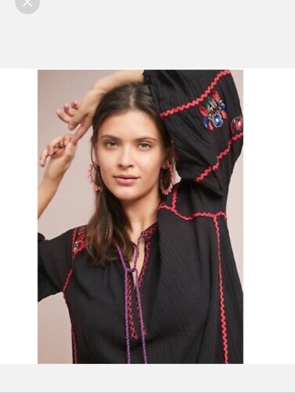 Velvet by Graham & Spencer Black Embroidered Tassel Tunic Dress